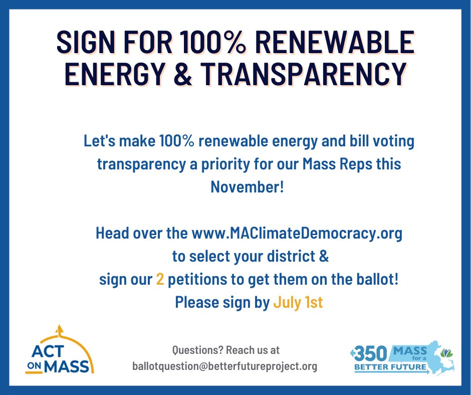 Time to declare our independence from dirty fossil fuels. Sign the petition for 💯% Renewable Energy. Sign@ MAClimateDemocracy.org <a href="/350Mass/">350 Mass</a> #BQ2020 #TransparencyForMA #100CleanForMA
