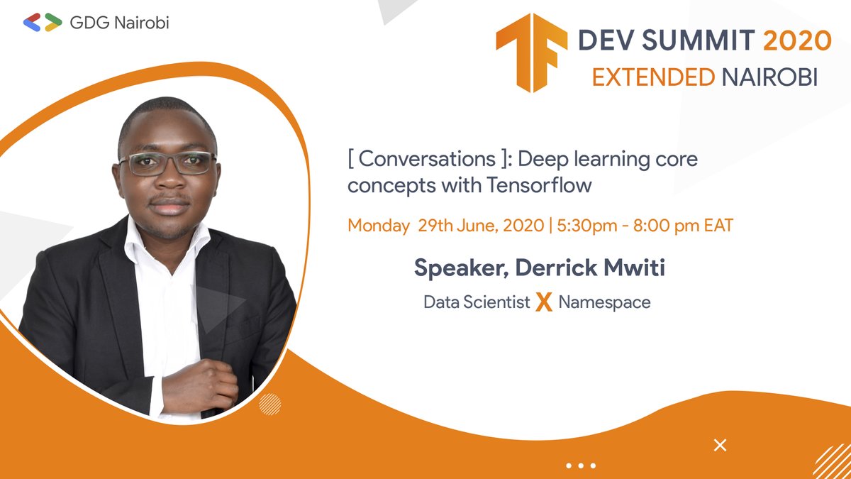GDG_Nairobi's tweet photo. [ LIVE ] 🔴 #TFDevSummit #Nairobi 2020 Day III Starts NOW! 🔥

Tune in to get catch @TabithaKavyu , @_mwitiderrick as they take us through Deep learning core concepts with Tensorflow

🔴 It's all happening HERE 🔥 → https://t.co/sH9hqbTPOu https://t.co/7Q9917z7Yx