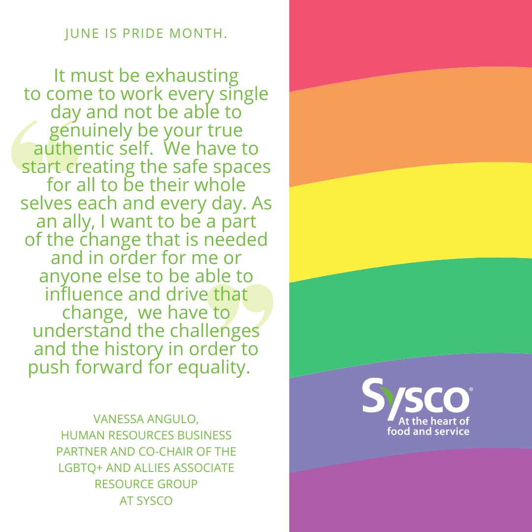 SyscoIowa's tweet photo. Happy Pride Month! 🌈 Although our associates are celebrating virtually this year, that hasn’t stopped us from reflecting on the significance of #Pride in the various contexts of today’s world. 

#LGBTQ #CelebrateDiversity #WeAreSysco https://t.co/aesLYd0YDk