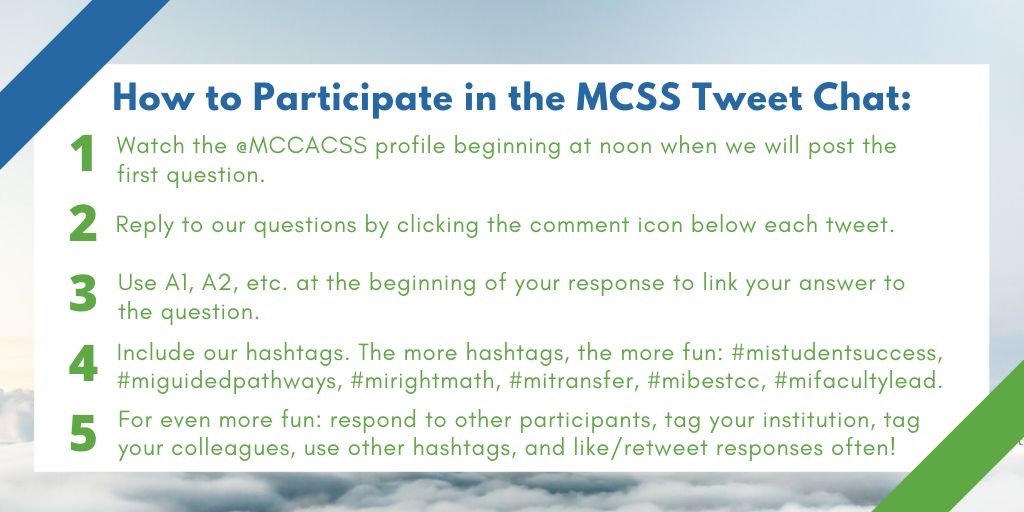 MCCACSS's tweet photo. TOMORROW is our first Birds of a Feather Twitter Chat! We will be discussing pathways to #mistudentsuccess. Join the conversation by using the hashtags #miguidedpathways, #mirightmath, and #mitransfer. We'll see you there! https://t.co/KrZy7c1liS