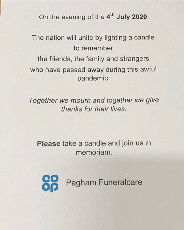 PaghamPioneer's tweet image. Join us as the nation unites on the evening of the 4th July by lighting a candle to remember all those so sadly lost during this awful pandemic. Together we mourn and together we give thanks for their lives. @CoopFuneralcare @RuthFrampton @RJT_FNC