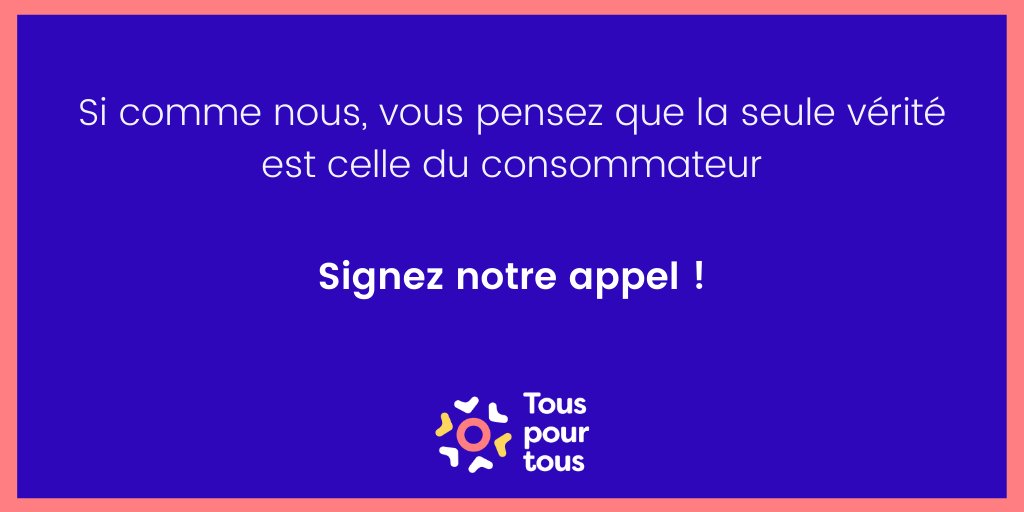 50% des français indiquent que le comportement des marques pendant le #COVID19 influencera leurs achats par la suite. 

En tant que #consommateur, nous pouvons encourager les entreprises à être plus responsables. 

Signez notre appel sur #Touspourtous ➡️ bit.ly/2MrP78L