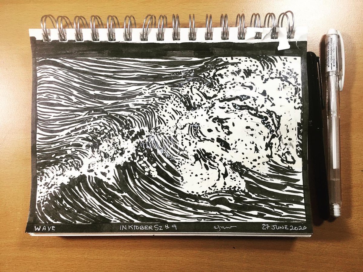 handdrawnmfa's tweet photo. I’ve been pretty sick for about a month (all tests for anything have been negative), but am slowly getting better  and trying to catch up on things I’ve let slide. Like #inktober52. Here are: Dinner, Spider and Wave. https://t.co/8q1SCuE0PJ