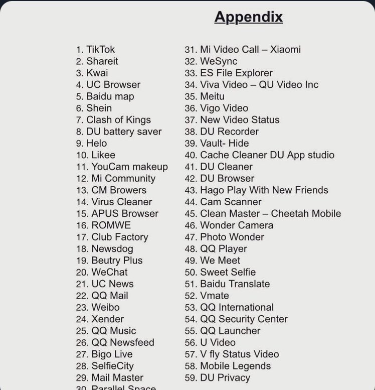 Jhadarsh24's tweet image. Breaking: India bans 59 Chinese apps. Here is the list. 
#RemoveChinaApps #BoycottMadeInChina #BoycottChina