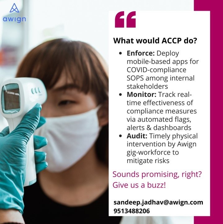 fakhrealam700's tweet photo. @in_awign
We are proud to launch India’s first unique COVID-19 Compliance Platform (ACCP)
Here’s what Economic Times says: https://t.co/kwO2NWArVB
#covid19 #covidcompliance #workplace #socialdistancing #worksafely #backontrack #digitalplatform #mobilebased #indiasfirst #awign https://t.co/lYTqwHptJy