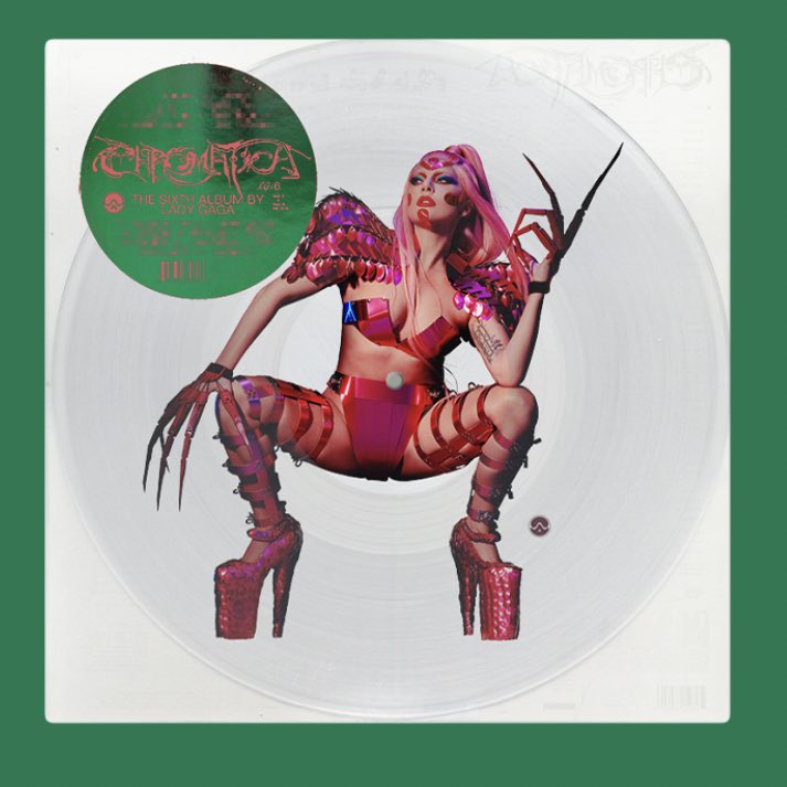 Chromatica picture disc looking white/almost transparent on the website with a picture of Gaga while the disc is actually black and they printed the picture + white on it
