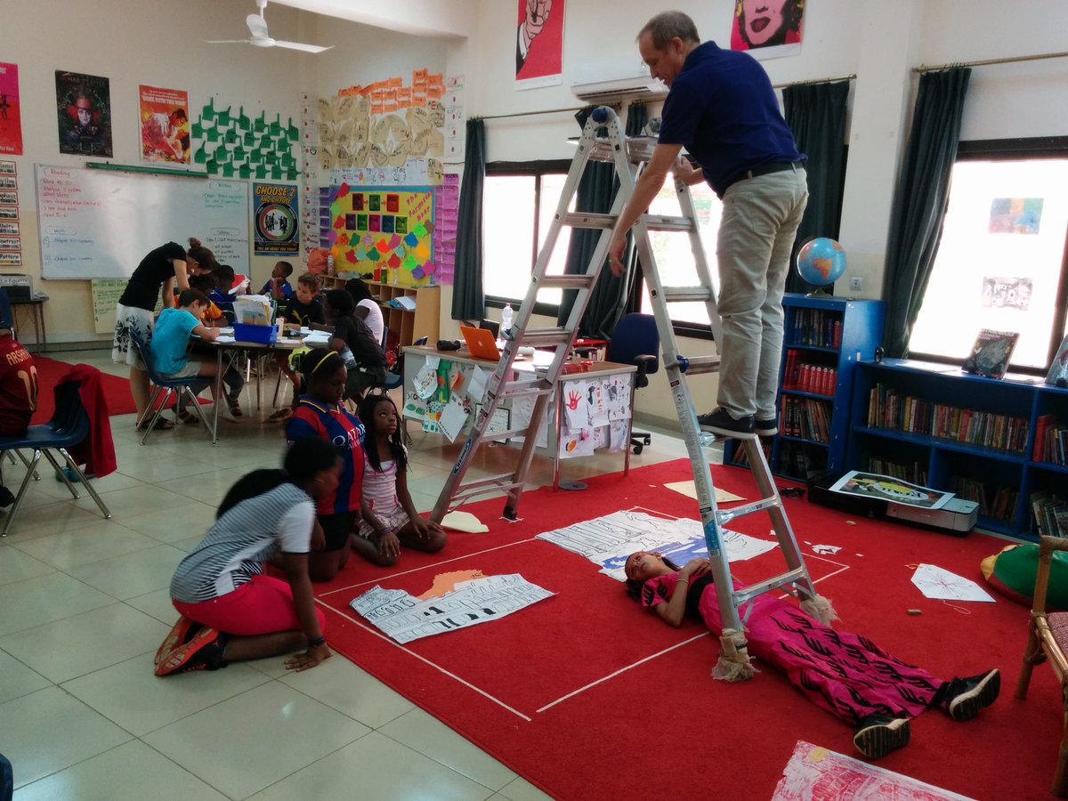 2seetheglobe's tweet photo. Creating a stop-motion film to honor the departing school director. Students created storyboards showing her many jobs around the world, created vignettes for each, then used a student actor &amp; stop-motion app to bring it to life. #artsintegration #stopmotion #istopmotion https://t.co/WPZ7Apv6AP