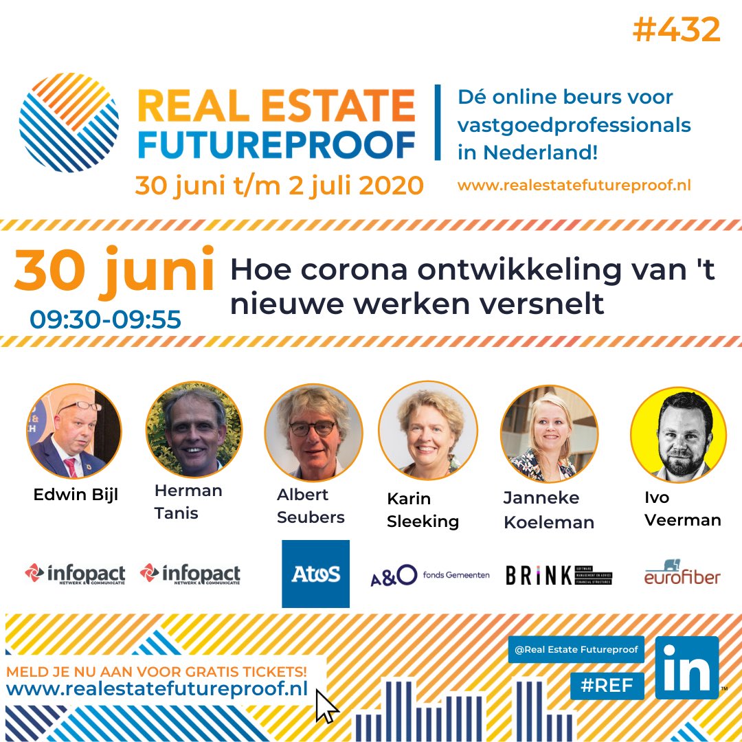 Morgen begint grootste online vastgoed beurs #realest futureproof #REF. Samen met <a href="/Atos/">Atos</a> <a href="/AenOGemeenten/">A&O fonds Gemeenten</a> <a href="/Eurofiber/">Eurofiber</a> <a href="/brink_nl/">Brink</a> en <a href="/Infopact/">Infopact</a> gaan we het hebben over ontwikkeling van het nieuwe werken vanuit #gigabit #society. hopin.to/events/real-es… #connect #fiber #cloud #werkplek