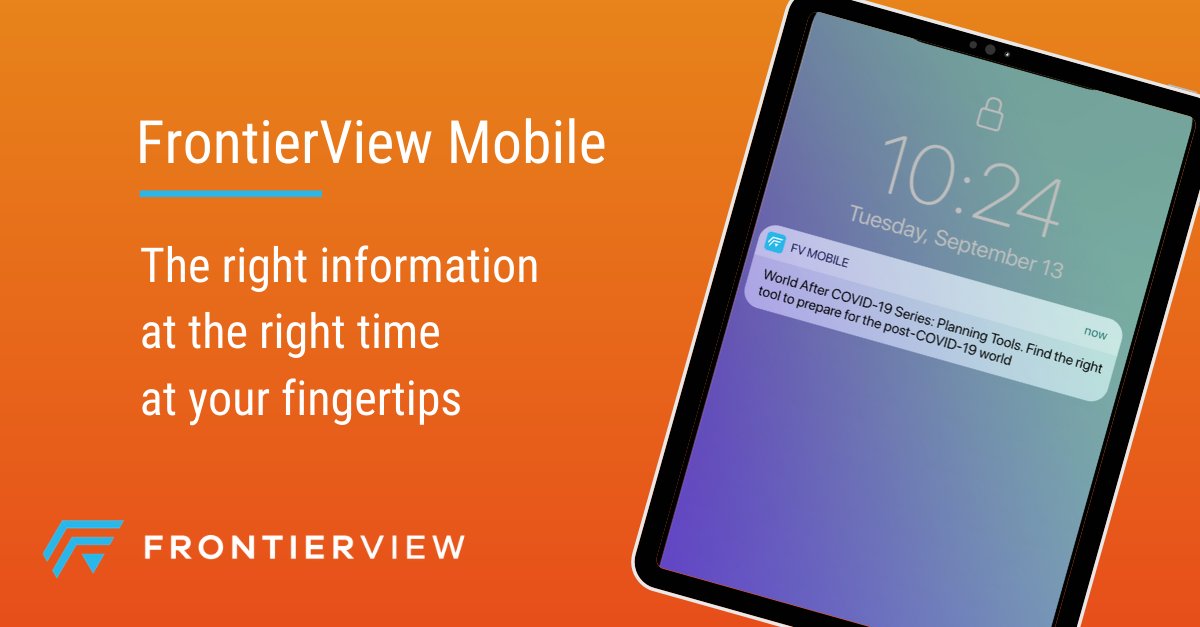Be prepared for your workday even before your morning coffee hits with your Personalized Daily Briefing from FrontierView Mobile. Everything you need to know about your relevant markets in one place. Download the free app today buff.ly/3fCyTWZ