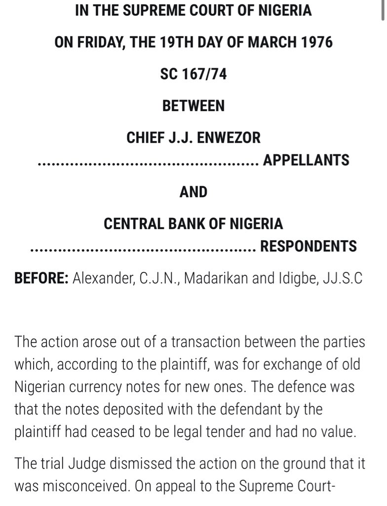 Worth reading, sheds some light on what transpired. Had never heard of this case until now | CHIEF J.J. ENWEZOR V. CENTRAL BANK OF NIGERIA (SC. 167/74) [1976] 10 (19 MARCH 1976):  https://nigerialii.org/ng/judgment/supreme-court/1976/10-7