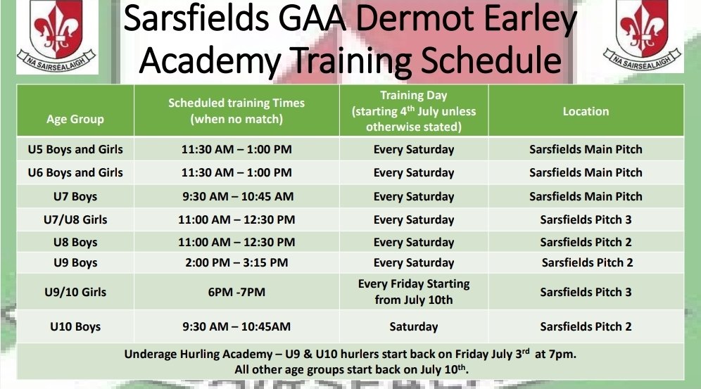 SashGAA's tweet photo. Sarsfields GAA are delighted to have our Academy starting back on Saturday. We have missed our boys and girls over the last couple of months, and we are so excited to see you all soon. NEW NEMBERS ALWAYS WELCOME 
#sashacademy #proudclub #sash2020 💚🤍 https://t.co/suxok4b3UF