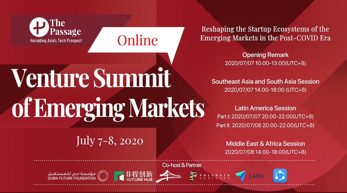 GoldenGateVC's tweet photo. Our friends at @ThePassageMedia are hosting the Venture Summit of Emerging Markets.
Tuesday 7 July | 2-6pm SGT
RSVP: https://t.co/WIQ6XTJf8q
The #SoutheastAsia session discusses how #edtech, remote workforce #SaaS, online entertainment and #ecommerce will emerge out of #covid19. https://t.co/4qYv1Iodqp