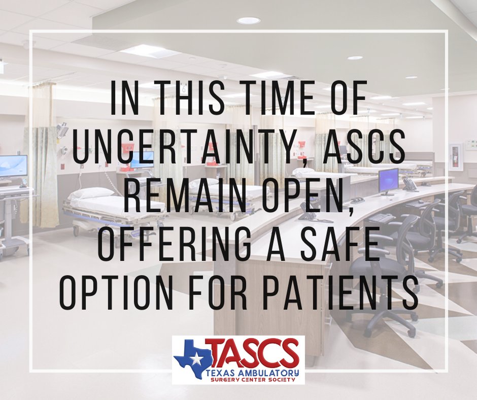 TexasASC's tweet photo. #asc #covid19 #ambulatorysurgerycenter #coronavirus #openforbusiness #health #texas #patients https://t.co/JPn6Iuuh6O