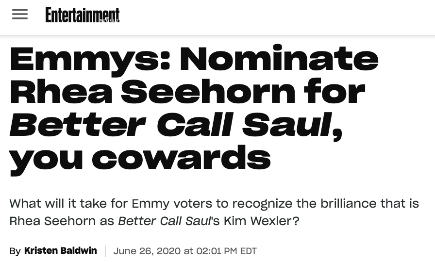 BetterCallSaul's tweet photo. What @EW said. #FYSeehorn https://t.co/JawDYcy1ZR