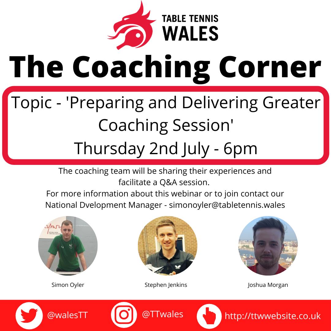 Table Tennis Wales (@walestt) on Twitter photo This Thursday - # 2 coaching corner session with <a href="/sjenkinsTT/">Stephen Jenkins</a> <a href="/SimonOyler/">Simon Oyler</a> <a href="/Joshmorgan18/">Joshua Morgan</a> - sign up This Thursday - # 2 coaching corner session with <a href="/sjenkinsTT/">Stephen Jenkins</a> <a href="/SimonOyler/">Simon Oyler</a> <a href="/Joshmorgan18/">Joshua Morgan</a> - sign up