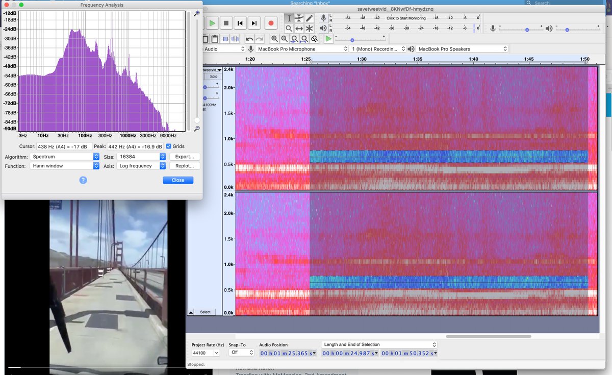 The aeroacoustics on this is pretty wild. The dominant pitch corresponds to a frequency very close to 440 Hz. It's wild that the frequency is so close to the standard pitch reference for the A above middle C. In the 2-minute video the frequency only deviates about +/- 2 Hz.