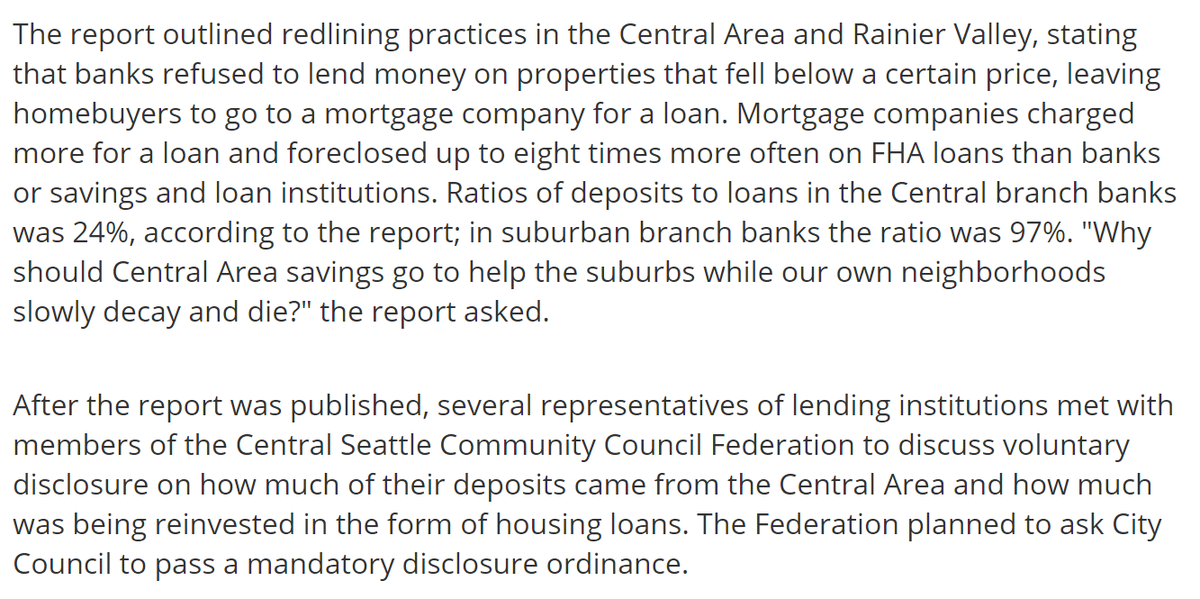 32/ In 1975, the Central Seattle Community Council Federation published a report called “Redlining and Disinvestment in Central Seattle: How the Banks are Destroying our Neighborhoods.”  http://clerk.seattle.gov/~F_archives/documents/Doc_11219.pdf