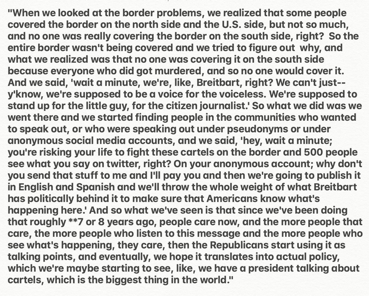 Transcript of the video from December 23, 2019 (excerpted from 1:05-2:35). **Note that Breitbart's Cartel Chronicles have only been around since 2014, yet according to Darby, they've been paying "citizen journalists" since ~2011-2012.