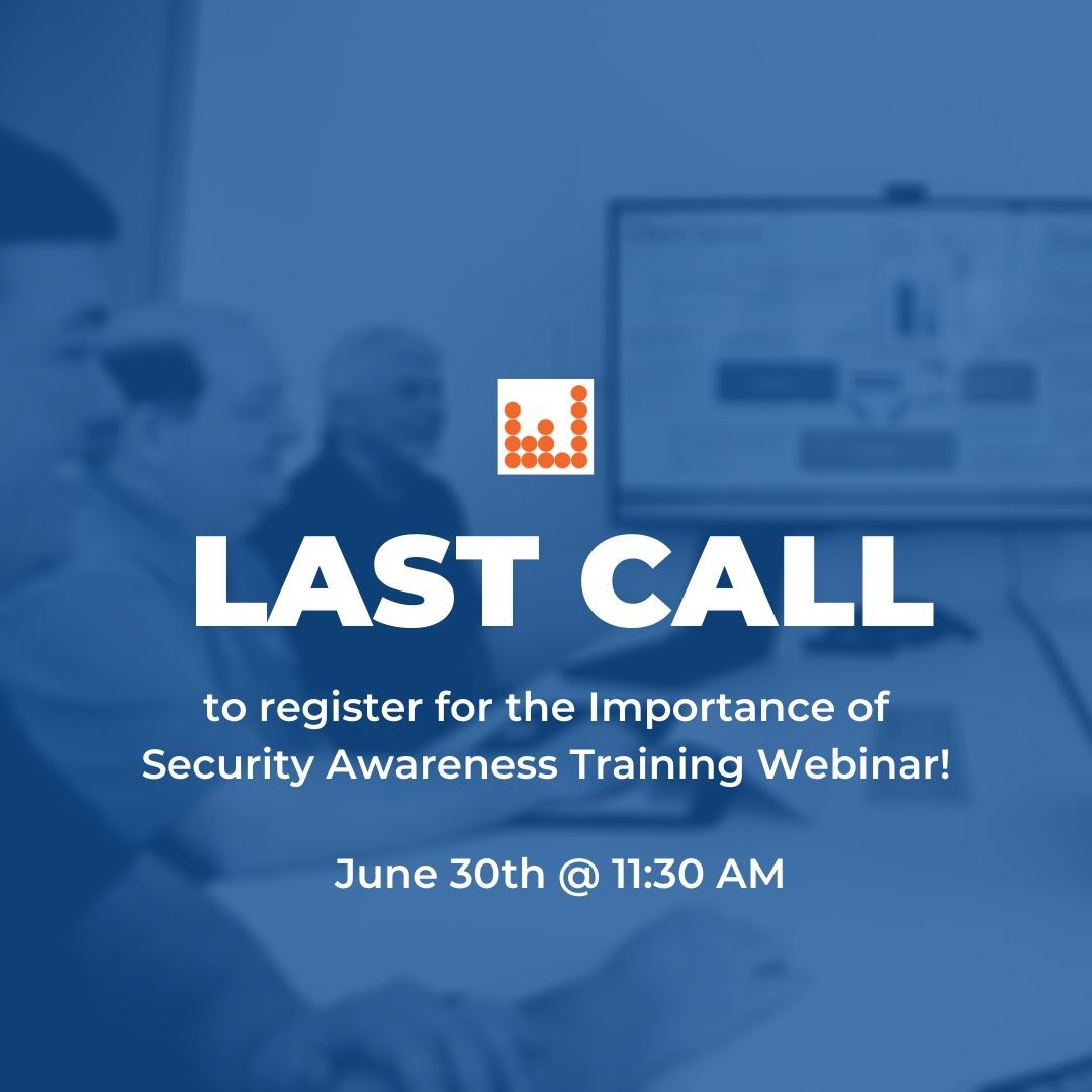 Last call to register for our webinar on the importance of security awareness training on Tuesday, June 30th at 11:30 am. Register here: buff.ly/3cKPJ4V

#securityawarenesseducation #employeeeducation #cybersecurityawarenesseduacation #cybersecurity #cyberattacks