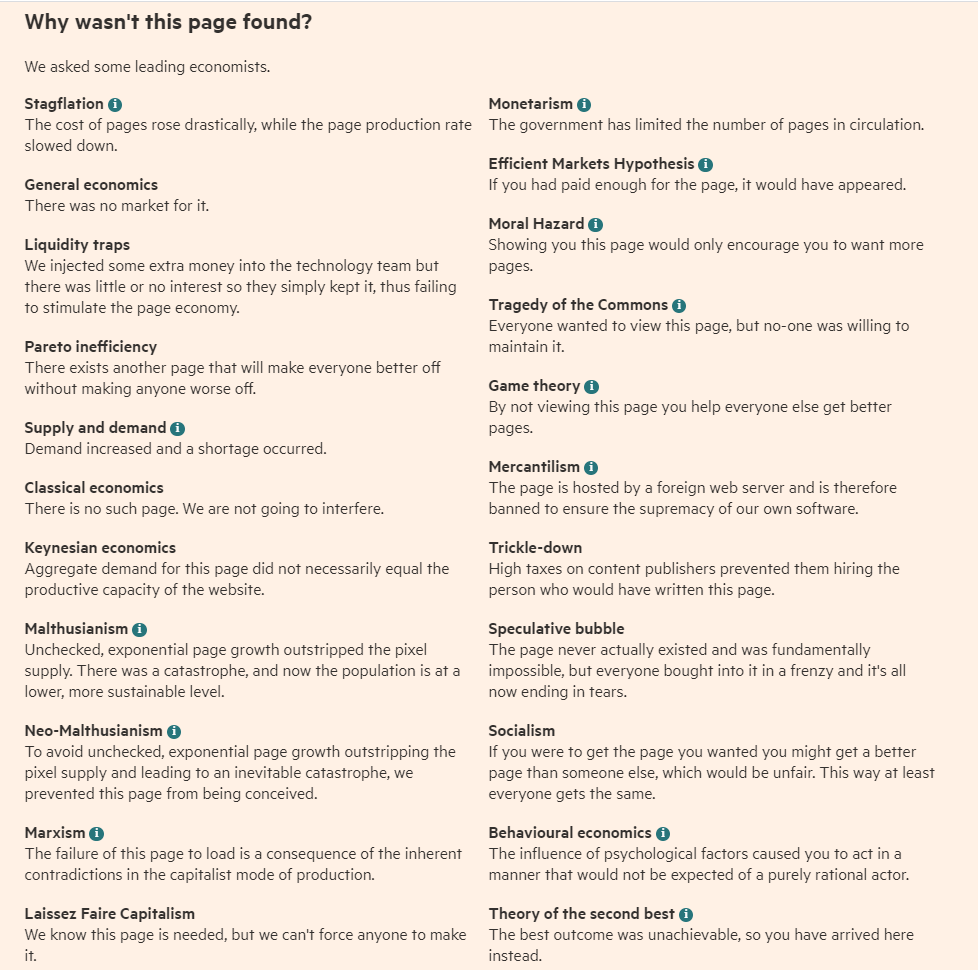 VenetiaSarah's tweet photo. Clearing out my saved screenshots and found this incredible 404 page from @FinancialTimes. Amusing and educational! https://t.co/8VclLoX5Hx