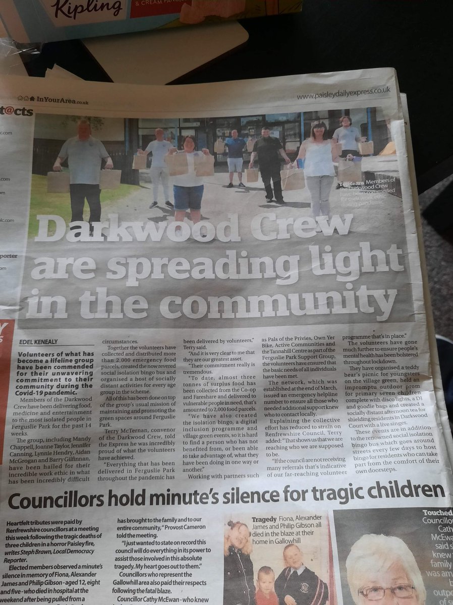 CrewDarkwood's tweet image. Some brilliant coverage of our wide ranging, volunteer led covid response. #LocalEnvironment #IsolationAndLoneliness #FoodInsecurity #FuelPoverty #PositiveAboutMentalHealth #OneCommunityManyPartners #NaeHairToGreyHair