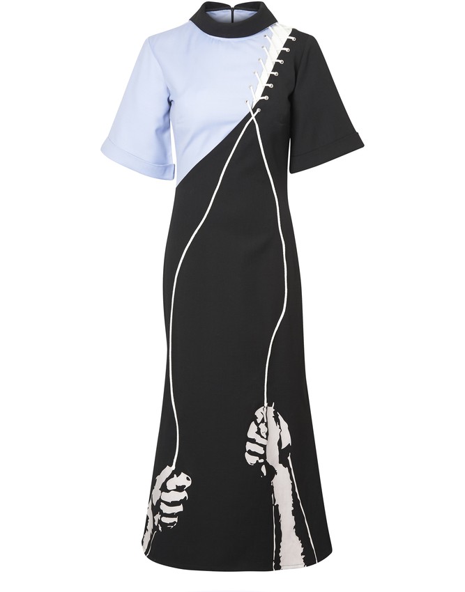 Powerful women, who lifted as they rose, inspired SS20's collection. The late Winnie Madikizela Mandela's fists, which fought for not only her own life but many others, are the motif on the Womandla Dress.