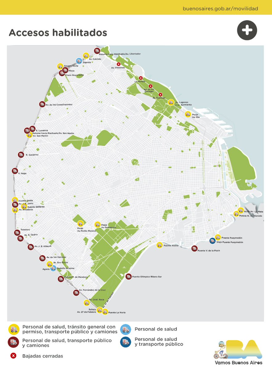 bagliettoc's tweet photo. Transito 
Mapa de los accesos habilitados para ingresar y egresar de la Ciudad de BsAs https://t.co/2EB9TNOvp4