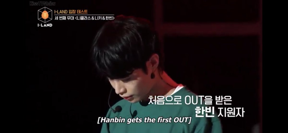 hanbin being voted out and why is something that really stayed with me... hanbin was the first person voted out and the whole process is made to seem very serious compared to when some boys placements were announced in pairs later on