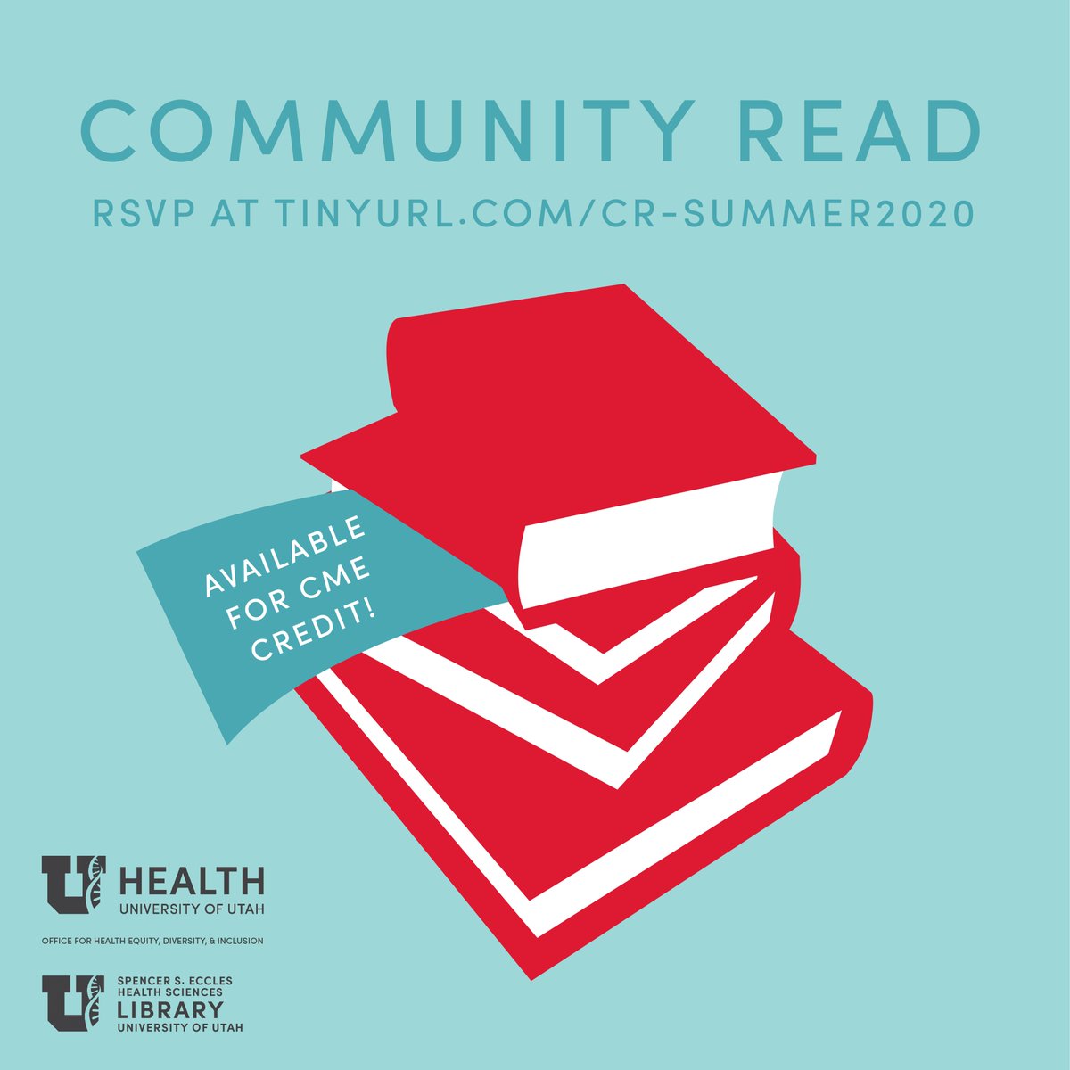 uofuhswe's tweet image. 📕 Community Read 📕 continues over the summer (virtually, of course)!

Join us, @EHSLibrary and @NARI_UofU to explore different readings each session, discuss, and also enjoy a space for us to simply come together.

More info and link to RSVP at:
tinyurl.com/community-read…