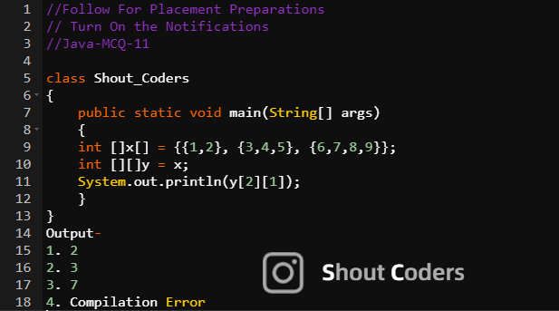 CodersShout's tweet photo. Question-based on Array Manipulation in Java. Comment down the correct answer. 
#hacker #development #programminglife #hacking #pythonprogramming #programmerlife #sql #web #javadeveloper #l #instagood #js #javaprogramming #programmerslife #coders #cybersecurity #developers #data https://t.co/fhvSeuwdRn