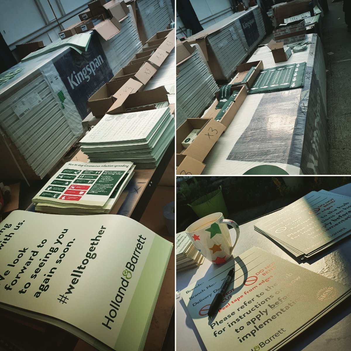 It was a busy week last week at National... so busy our modular building unit had to be transformed into a make shift dispatch facility to produce coronavirus signage packs for all the UK and Ireland Holland &amp; Barrett stores. 
#wearenational #holland&amp;barrett #welltogether