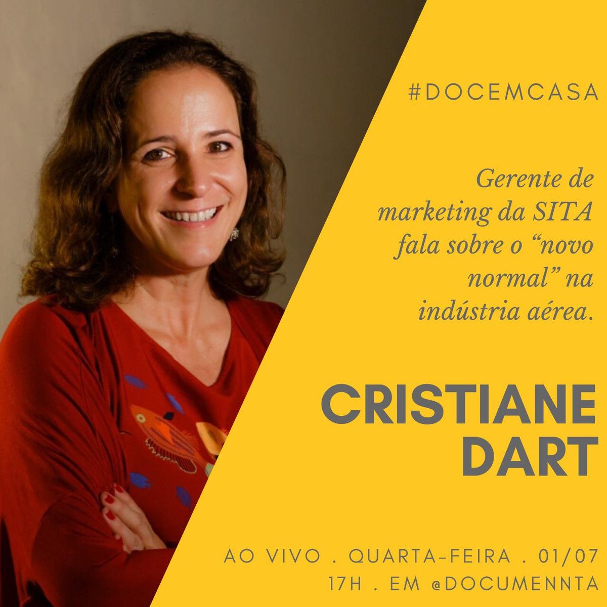 SITABrasil's tweet photo. Mais uma live essa semana, no Instagram da @documennta com nossa gerente sênior de Marketing, @CristianeDart.
É na quarta-feira, não perca! #docemcasa #novonormal https://t.co/ajY7TgyFtR
