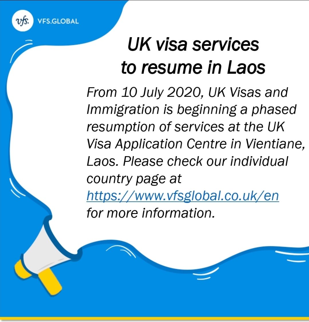 Vfs Global On Twitter For Our Uk Visa Customers In Laos Appointments Have Been Made Available For 10 July 2020 Onwards For Details Please Visit Our Individual Country Page At Https T Co Brs0hjpi5h Https T Co D8seudbhpk
