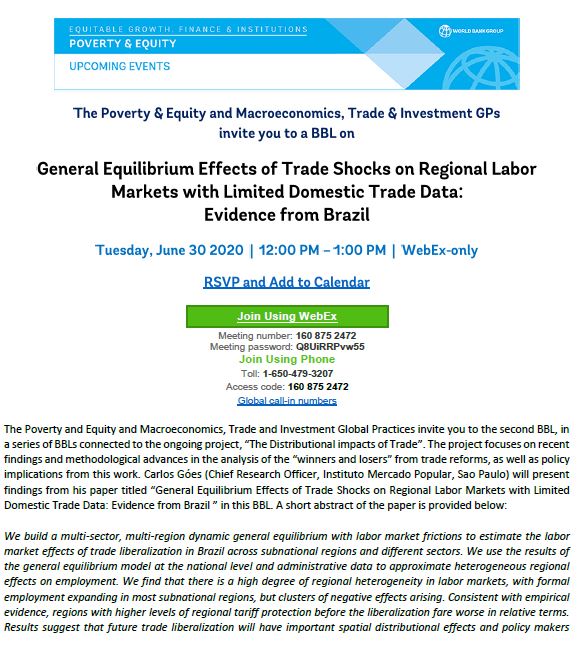 gladyslopezwb's tweet image. #Tomorrow our second seminar on the #Distributional Effects of #Trade