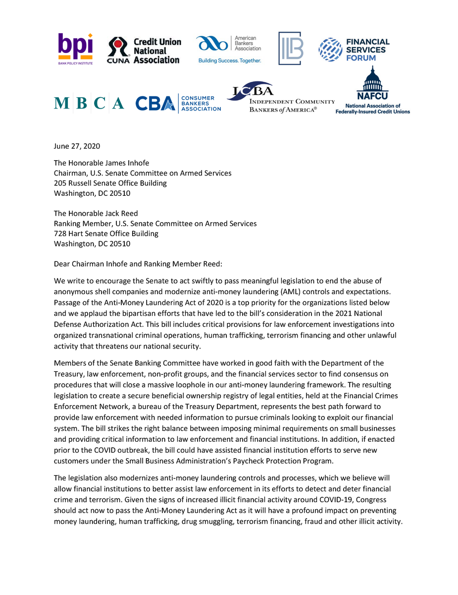 bankpolicy's tweet photo. .@ICBA and @NAFCU have joined the fight to support swift passage of legislation to help #EndAnonymousShellCompanies! https://t.co/bD9YD79fnj