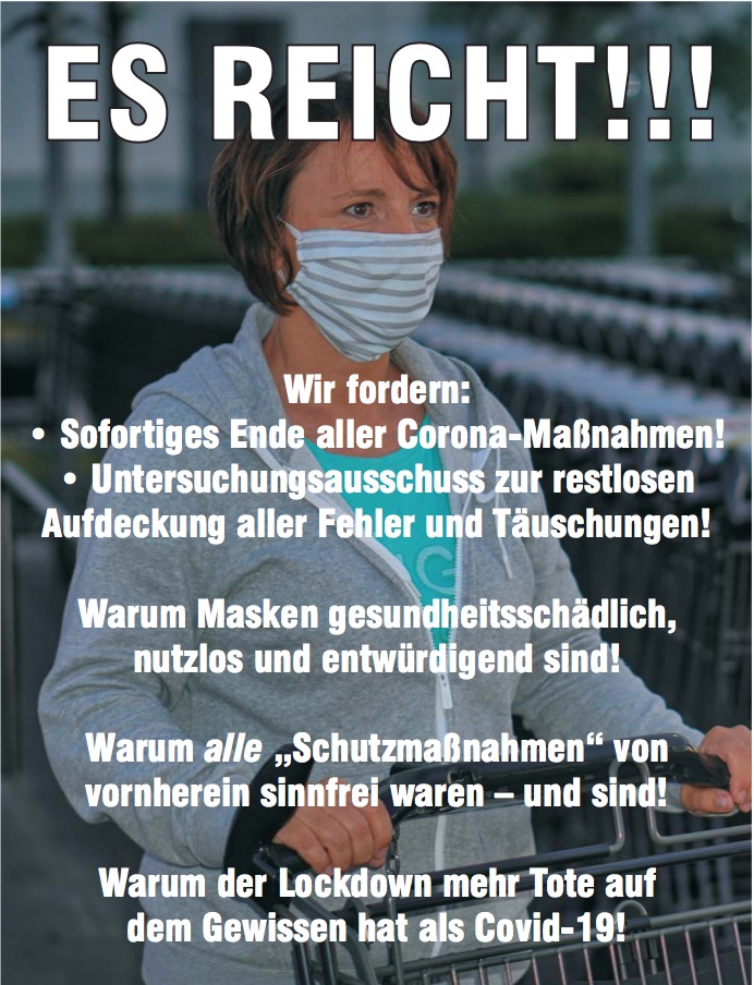 *Why masks are harmful, useless and degrading!*Why all "protective measures" were - and are - senseless from the outset!*Why the lockdown has more dead people on its conscience than Covid-19!From THAT'S ENOUGH!!! Depesche 09+10