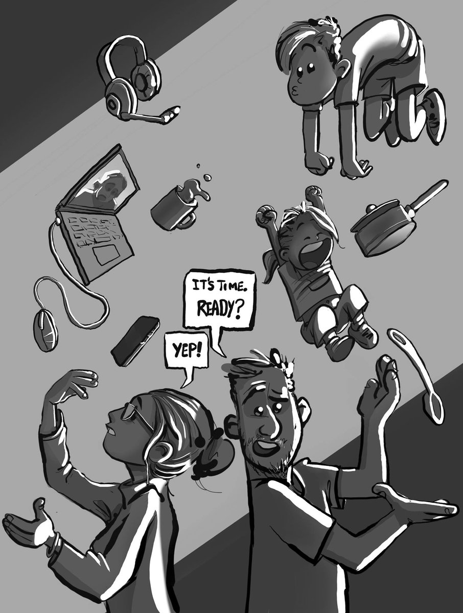 covidoscope's tweet photo. Are you familiar with any of these❓👀 Be sure, you are not the only one out there juggling family life and work in these extraordinary days❗️🤹♀️
#covidoscope
#covidoscopecollection #covidart #artisticexpressions #lockdownview #cartoon #joerichristiaen #artistsduringthepandemic https://t.co/R7BlzMqJNt