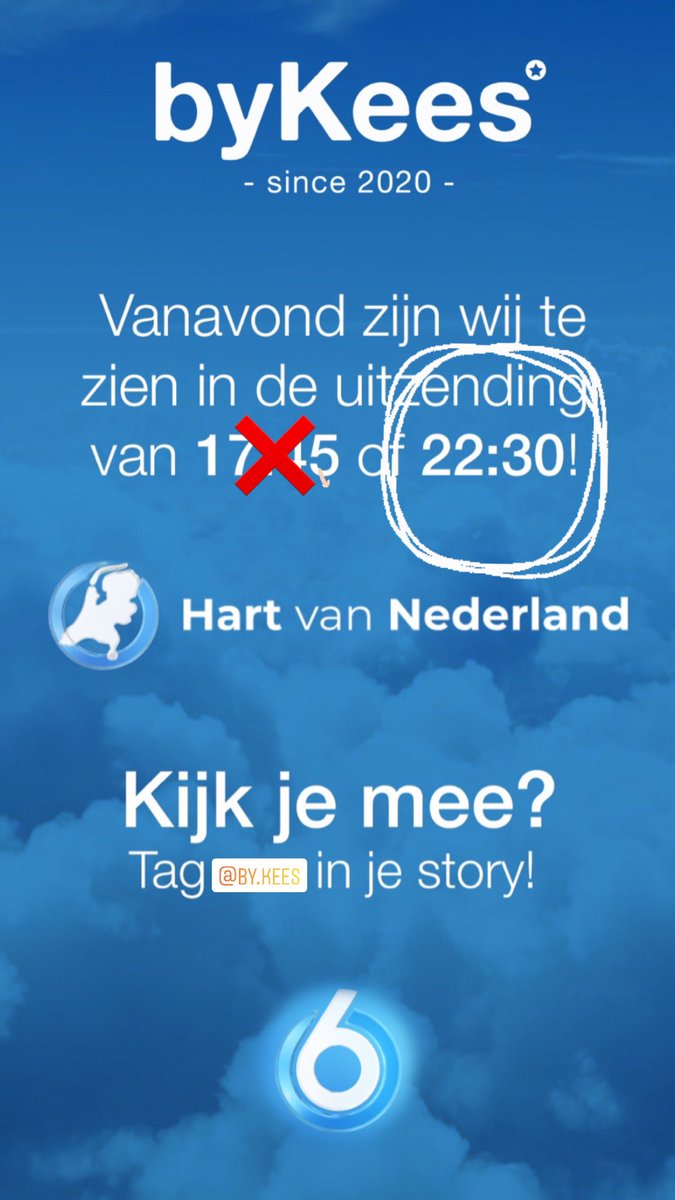 Vanavond komen mijn zwager en ik in de late editie van <a href="/HartvNL/">Hart van Nederland</a>! Ons unieke T-shirt initiatief byKees* uitdragen! Kijk je mee? #bykees #hartvannederland #goeddoel #strongbabies