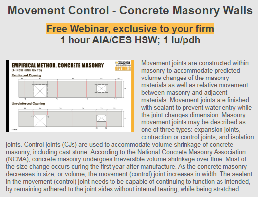 MIM_Michigan's tweet image. Schedule a FREE webinar today!  conta.cc/3eiD4XK #masonry #movementcontrol #CJ #CMU #CES #continuingeducation #webinar