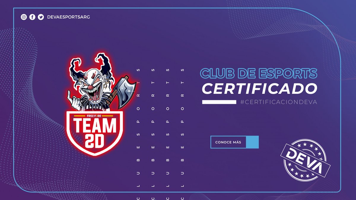 #CertificaciónDEVA - <a href="/teamsdoficial/">TEAM SD</a> es un Club de Esports con más de dos años de experiencia en competencias profesionales de #FreeFire en la región sudamericana. Los pueden seguir en: instagram.com/teamsdoficial/

#SomosDEVA #SomosEsports #EsportsArgentina