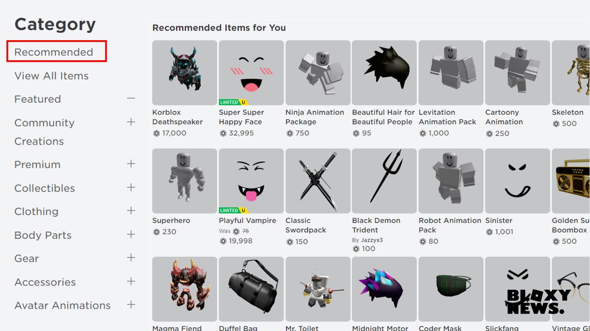 Bloxy News On Twitter There Is Currently A New Avatar Shop Category In Testing Called Recommended Which Shows Items That Roblox Thinks You Will Like Based On Your Past Searches This - roblox default avatar over the years