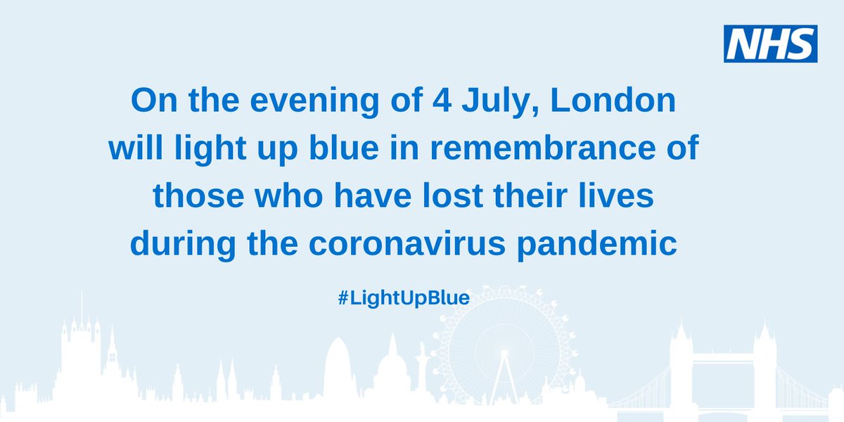 This Saturday, London will light up blue in remembrance of those we’ve sadly lost due to coronavirus. Please join us by placing a light in your window, so we can remember together. 💙

#LightUpBlue