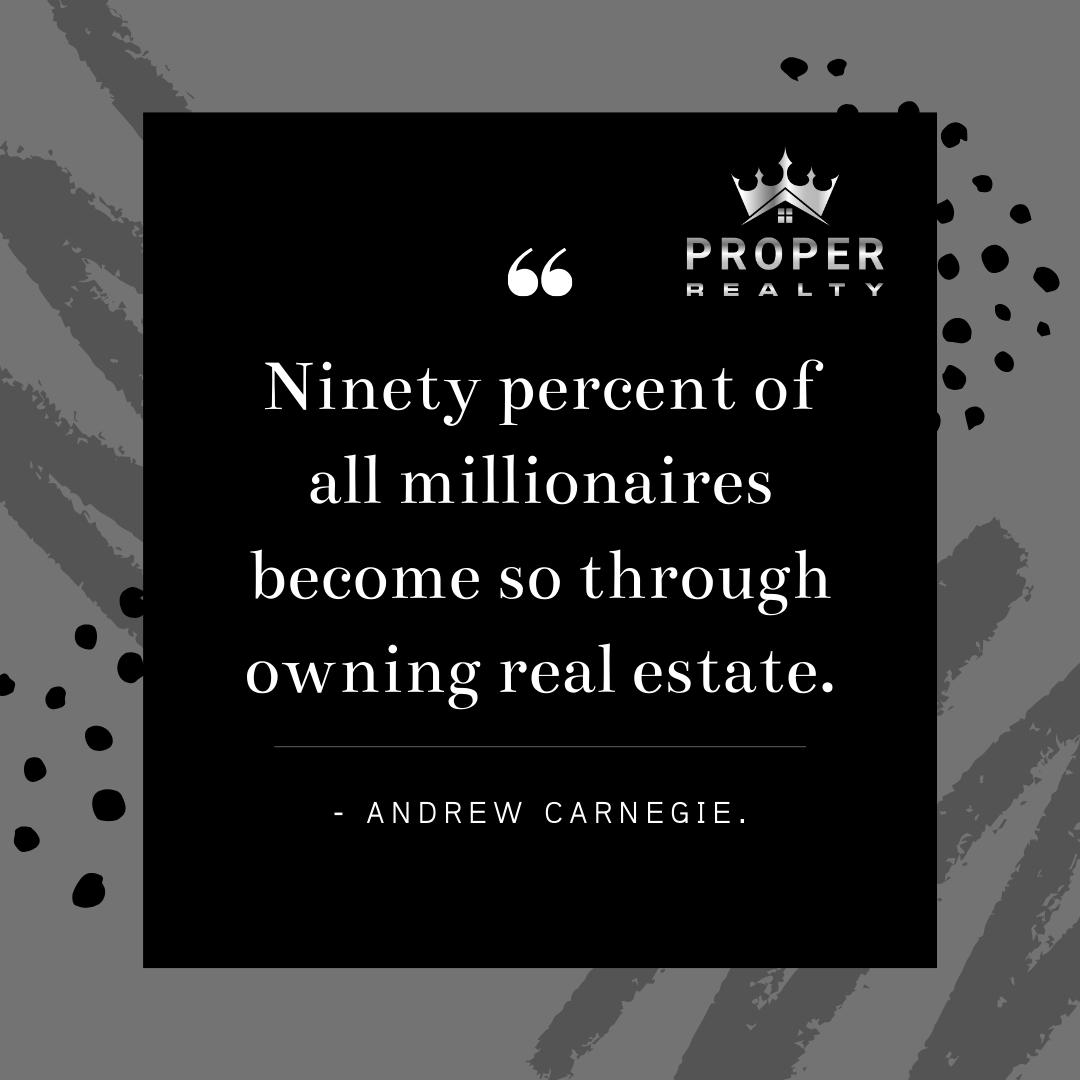 RealtyProper's tweet photo. โNinety percent of all millionaires become so through owning real estate.โ - Andrew Carnegie.
.
.
#homeselling #homesales #homesellingtips #austinrealestate
#austinhomes #austinhomesforsale #sellyourhouse #realestateaustin
#sellmyhouse #sellyourhousefast #properrealty https://t.co/cGDFcVmawa