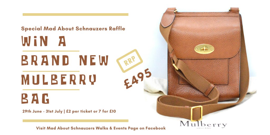 We have been VERY lucky to have been gifted this fabulous and brand new Mulberry bag by a supporter. This is a Genuine Mulberry with purchase receipt. All proceeds to go to @DBARCBerks Visit facebook.com/madaboutschnau… for more info and to enter. #schnauzer #schnauzergang #schnauzers