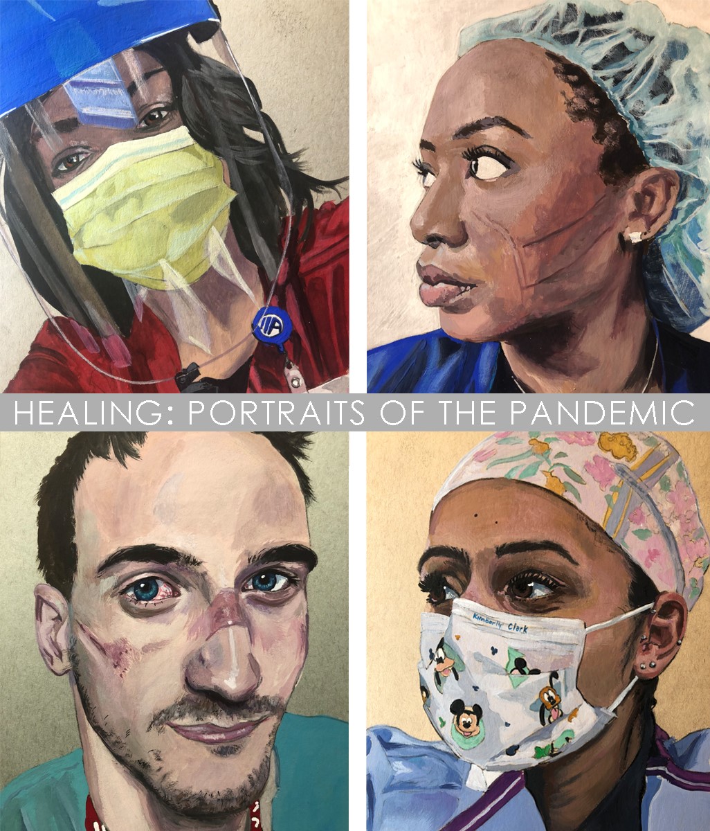 AlbanyMed's tweet photo. Several Albany Med health care providers were selected to be included in an Albany Center Gallery exhibit entitled Healing: Portraits of the Pandemic by local artist Steve Derrick. It's on display at the Albany Center Gallery through July 18, 2020. More: https://t.co/rXbg9KjFJ1 https://t.co/tnkg2UAuVL