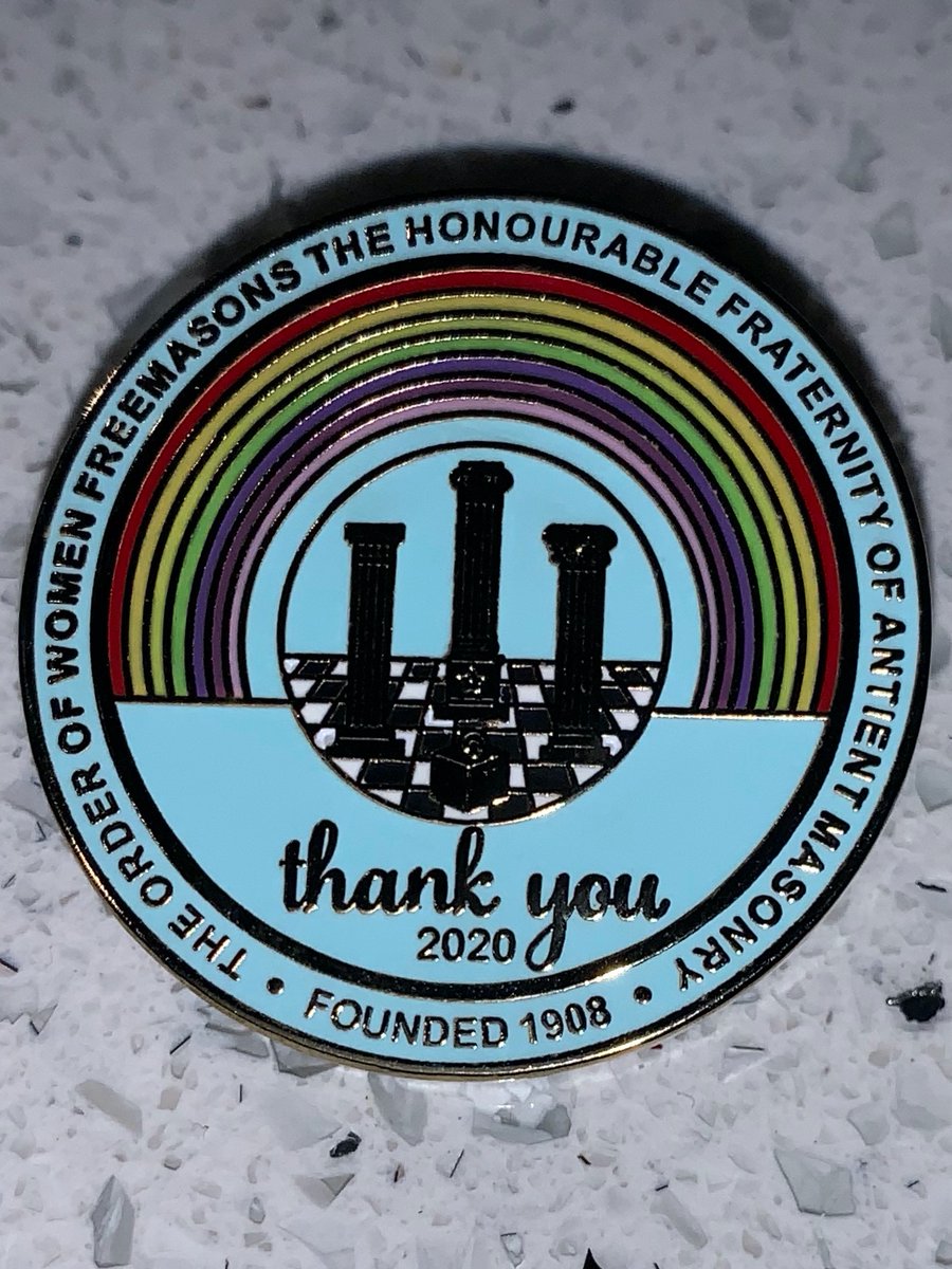 The OWF has designed this pin badge which members will wear with pride both in lodge and in public to say thank you to everyone for supporting each other through the pandemic. The words 'thank you 2020' sit under the Order's logo over which is a rainbow - a symbol of hope.