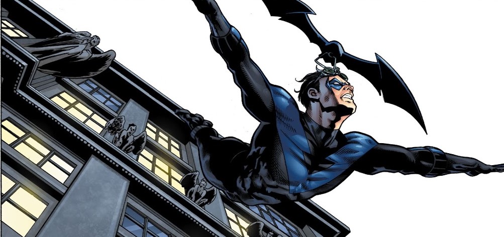 Nightwing by  @PeterJTomasi Day 8: Issue #147; art by Don KramerPart one of The Great Leap, this issue starts an interesting Nightwing vs Two-Face arc that gets into the intricacies of their history. Lots of great action sequences in this whole run, this shot especially.