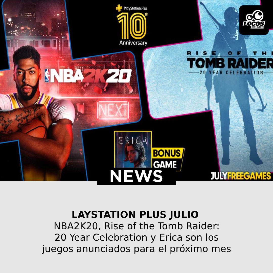 nanimanga28's tweet photo. Se revelaron los juegos gratuitos correspondientes a #PlayStationPlus del mes de julio, con un juego extra.
#nba2k2020 #tombraider20yearscelebration
#erica
#psplusjulio2020
@PlayStation_LA
#playstation4 #ps4 https://t.co/rriFAqC6yE