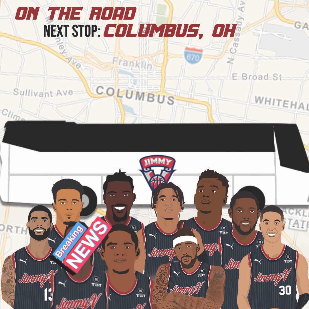 4JimmyV's tweet photo. On the road to Columbus for @thetournament #BreakingNewsSoon 🙏🏽🔥🏁🚘🏀👀 #4JimmyV https://t.co/0ViZsZqPDt