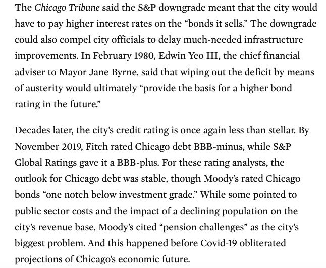 2. Typically cities finance infrastructure through the bond market. This allows unelected actors (rating analysts) to evaluate the spending decisions of local governments. This is an affront to democracy and has also effectively forced austerity on our communities